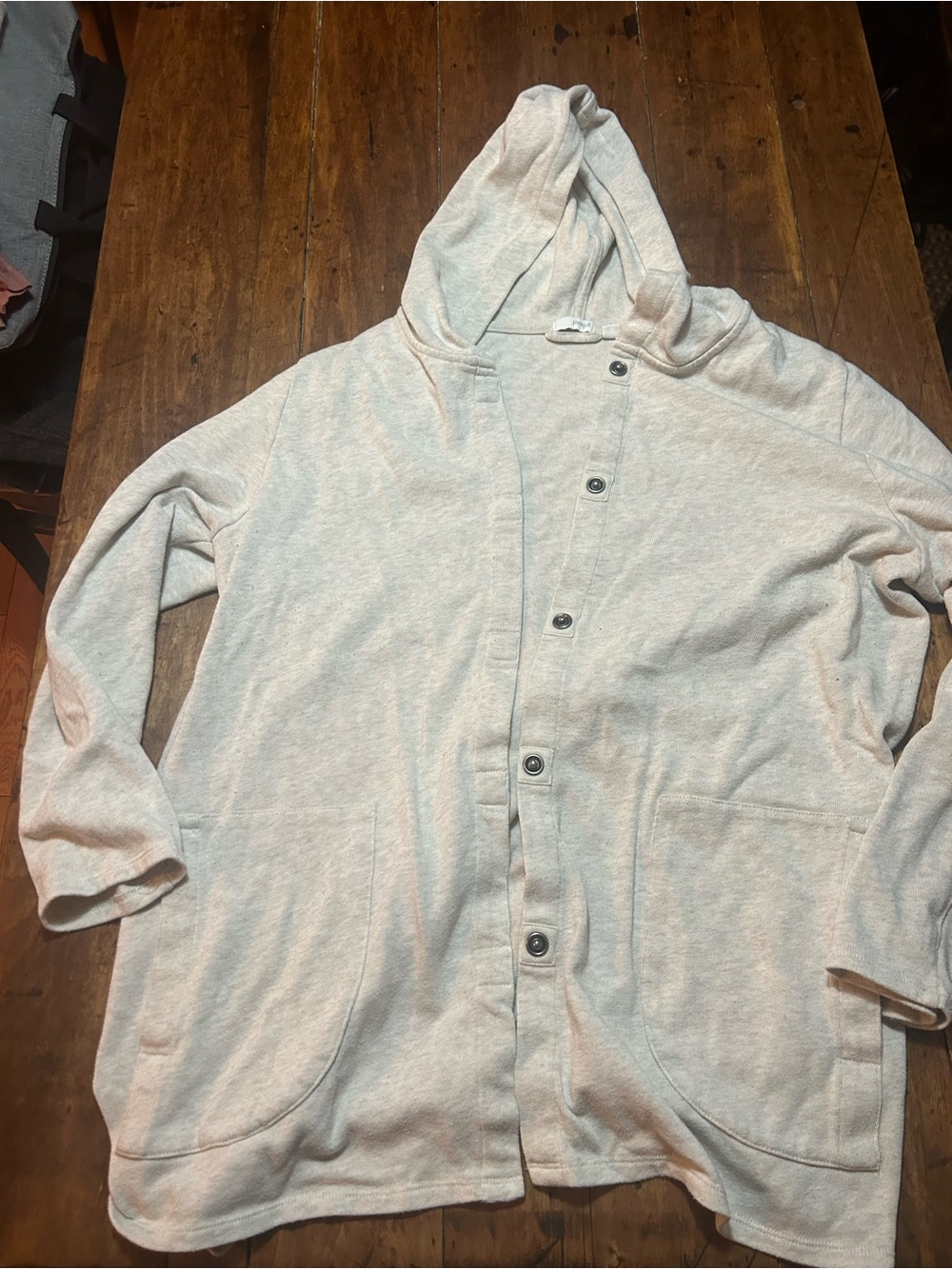 Women’s Hooded Button-Front Jacket in Light Heather Gray